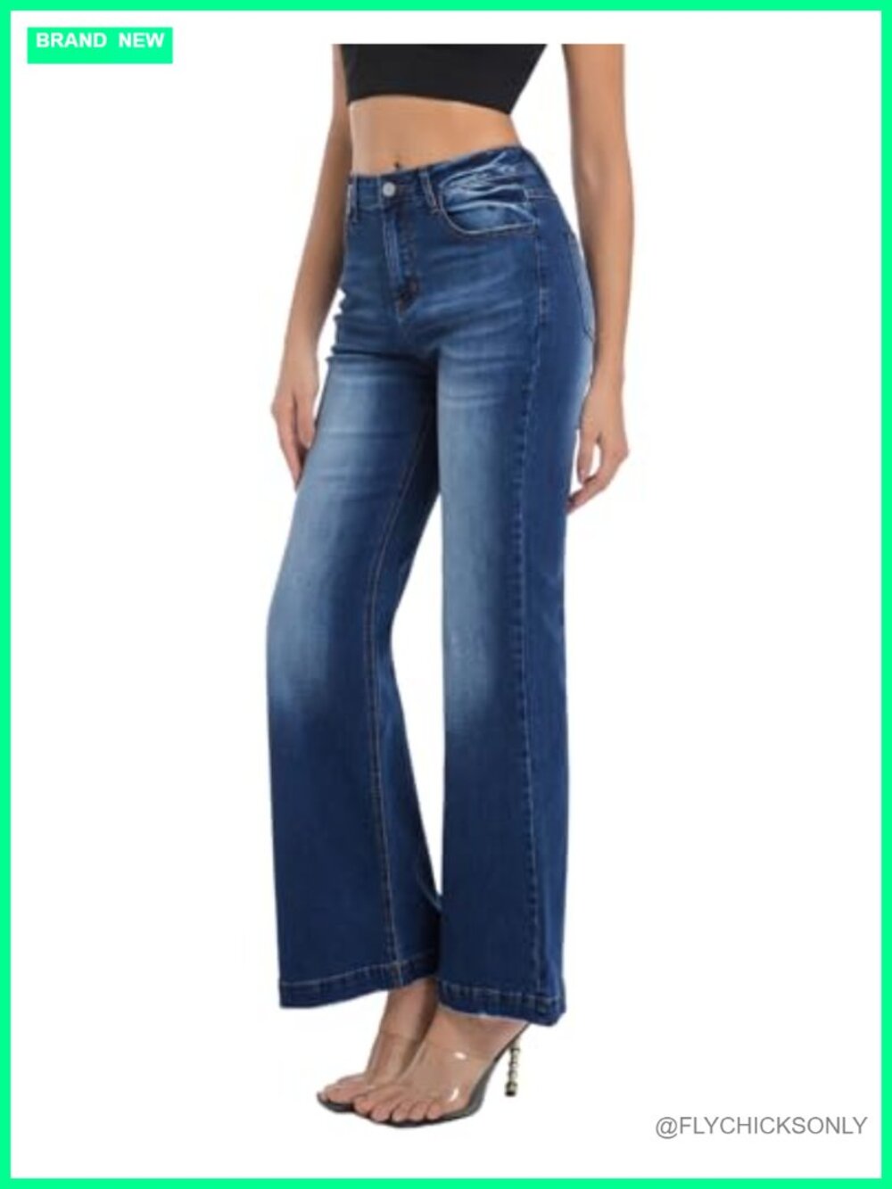 High Waisted Stretchy Flare Bell Bottom Jeans Curvy Denim Pants